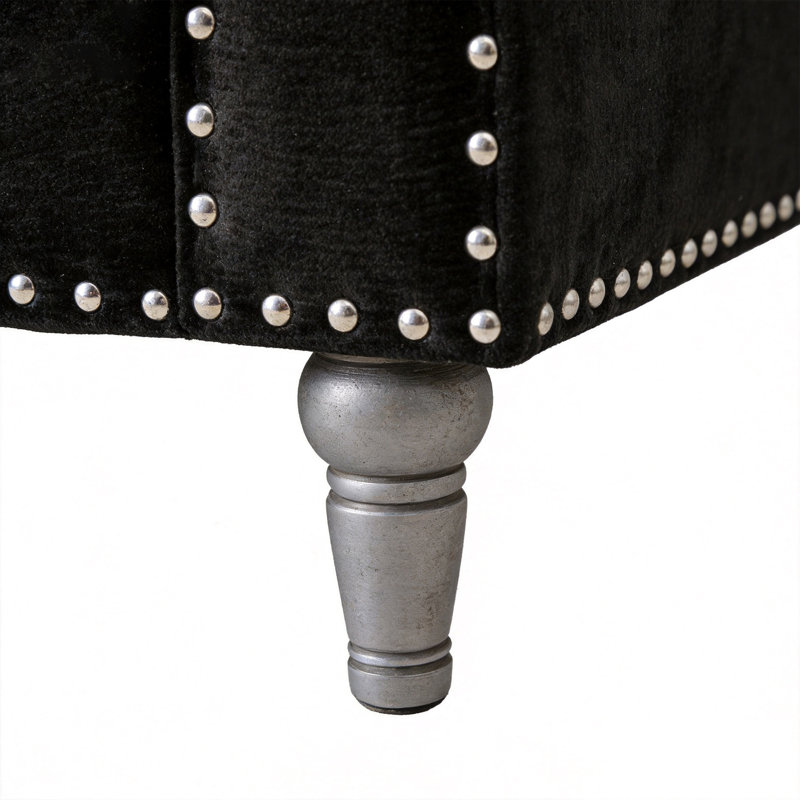 Ensemble de canapés Chesterfield 2 pièces, Noir, noir, noir, noir