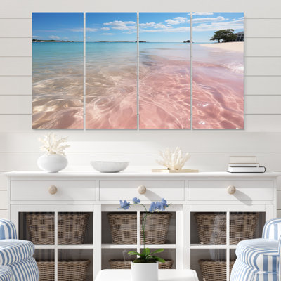 «Pink Sands Beach I» sur toile, reproduction de 4 pièces