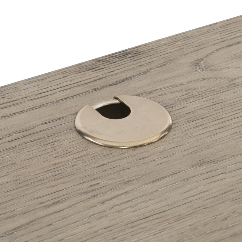 Forsyth Transitional Gray Solid Wood Executive Desk with USB Port