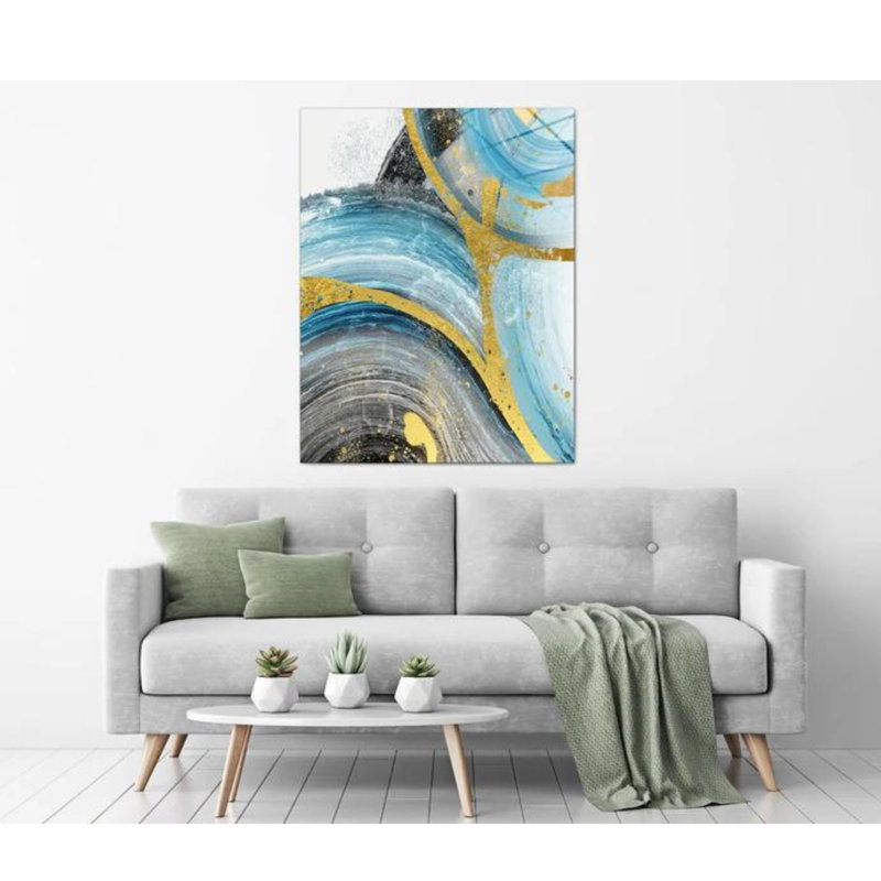 Affiche nordique bleue abstraite sur toile