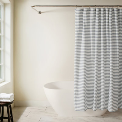 Cotton Blend Striped Shower Curtain