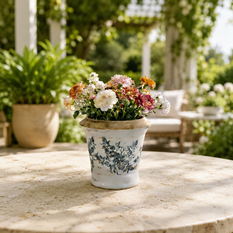 Ensemble de 2 pots à fleurs en céramique 7 pouces avec motif floral