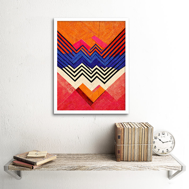 Memphis Design Geometric Retro Abstract - Print, 43cm H x 33cm W, White Framed Paper