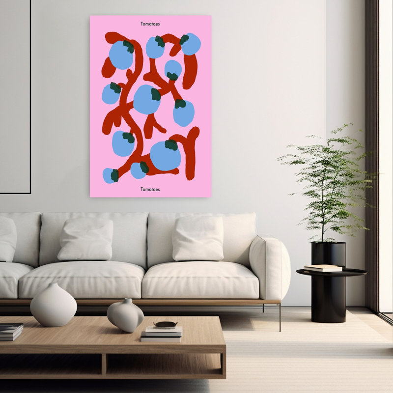 «Whimsical Blue Tomatoes», art mural, H 60 po x l 40 po