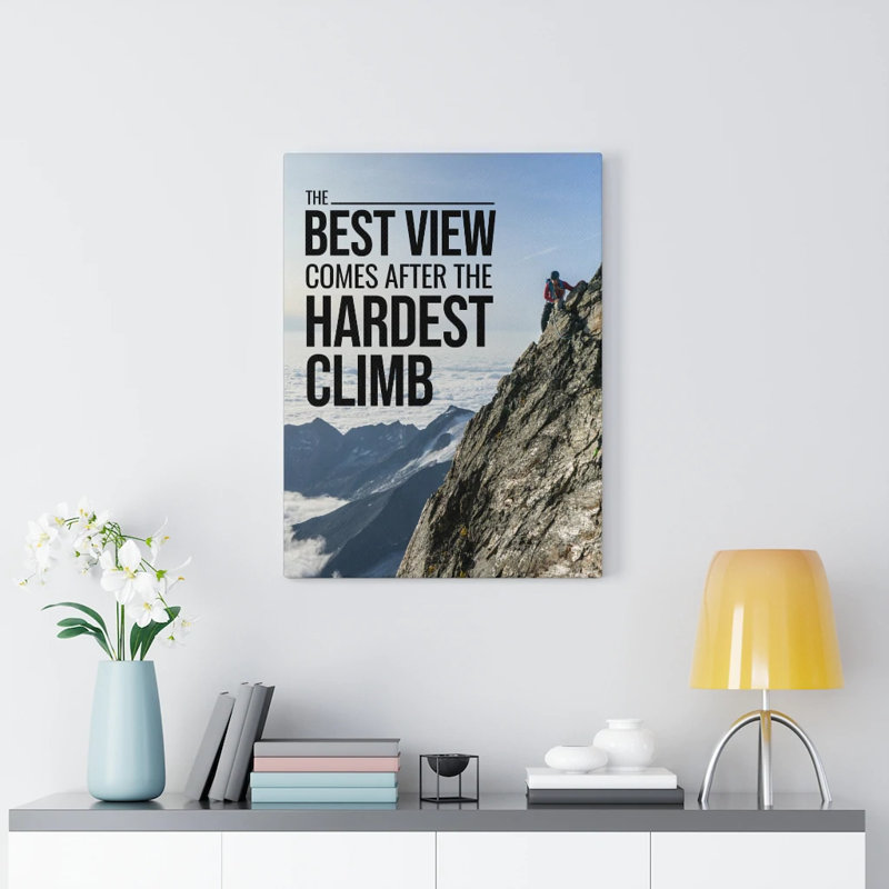 «The Best View Motivational Verse», art textuel sur toile tendue, H 24 po x l 18 po