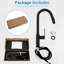 19.04" Matt Black Kitchen Faucet With Smooth Pull-Out Function Steady Water Flow-18771718