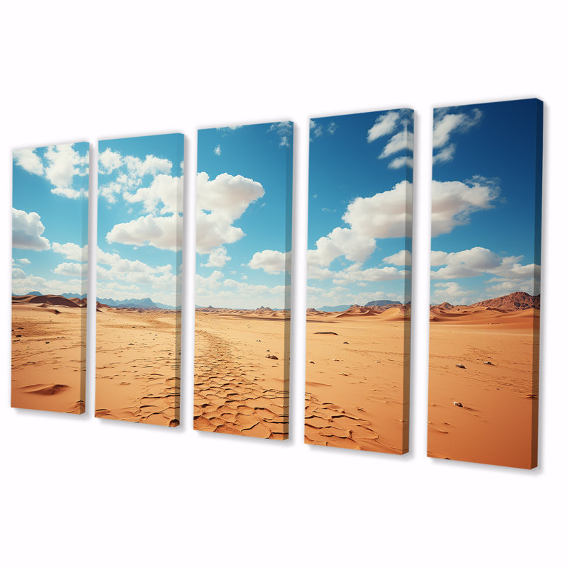 «Arid Horizon On Sahara Desert - Desert», art mural 5 pièces, H 28 po x l 60 po