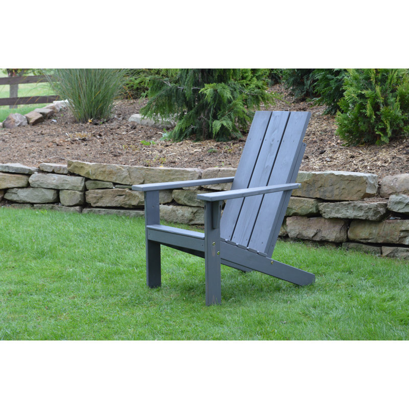 Chaise Adirondack en bois massif Ameerah, Teinture gris anthracite