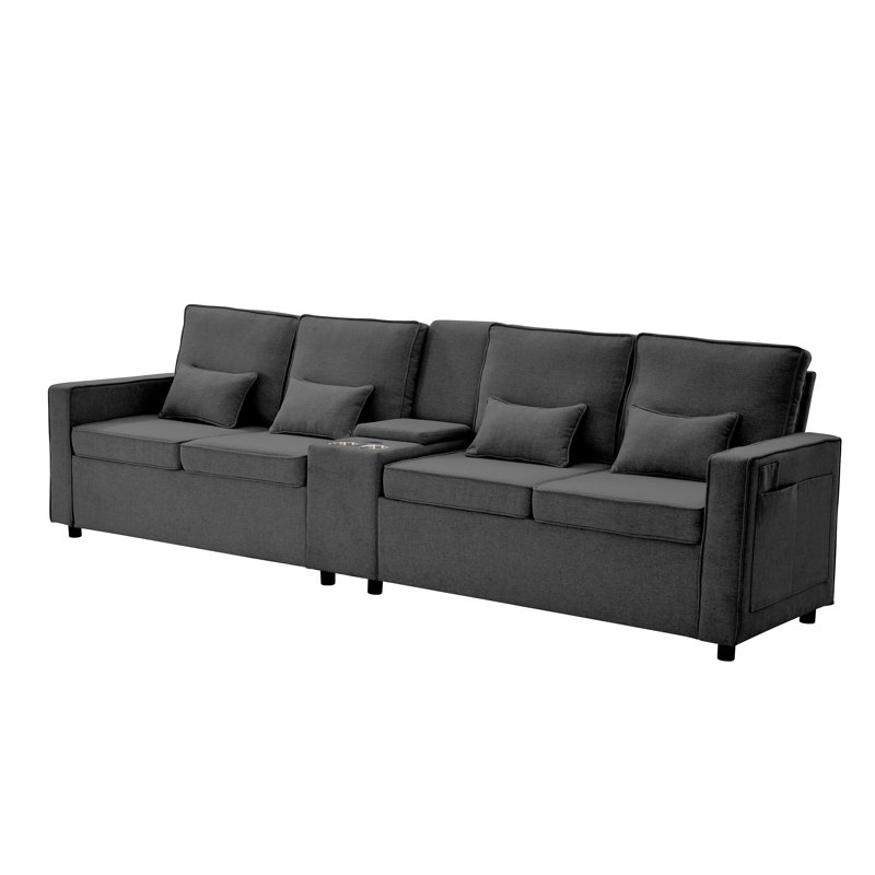 4 Seater Linen Sofa, Grey