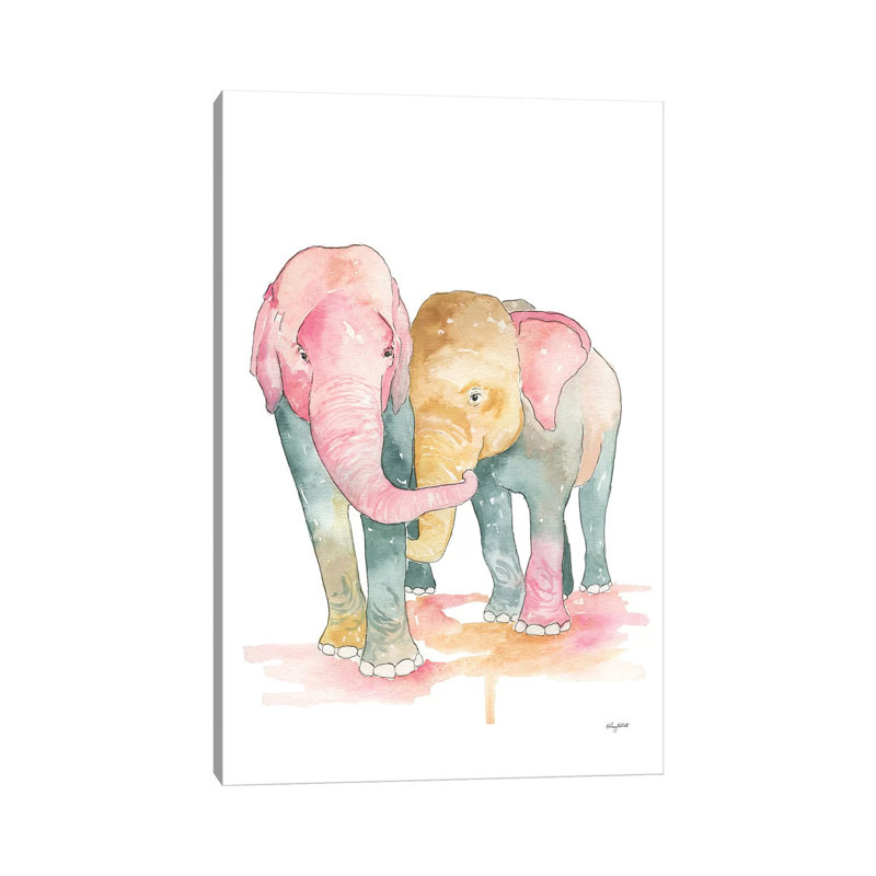 Elephants by Kelsey McNatt - Painting on Canvas, 101.6 cm H x 66.04 cm W x 1.91 cm D, Wrapped Canvas