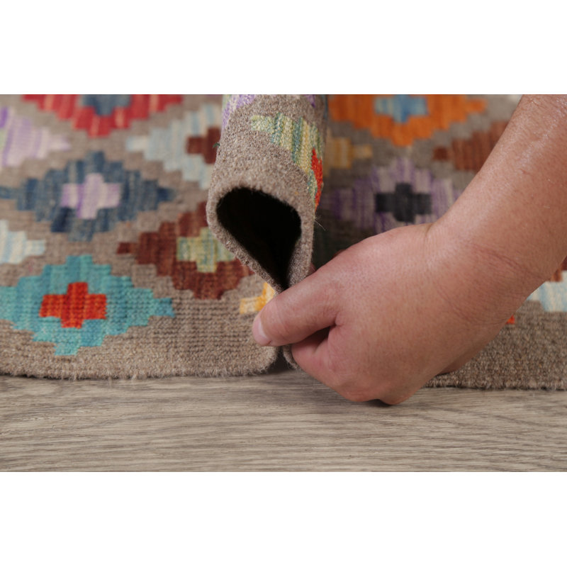 Tapis gris en laine Knox Southwestern Handmade Kilim 2 pi 8 po x 15 pi 11 po