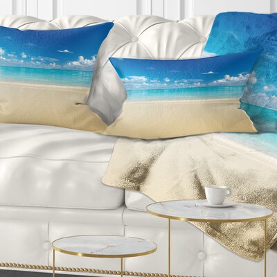 Seascape Sand of Beach in Calm Caribbean Shore Lumbar Pillow -  Design Art, CU11626-12-20