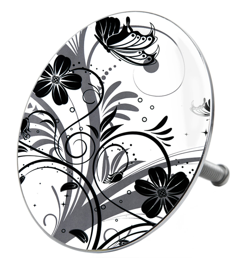 Sanilo  Badewannenstöpsel Black Flower, für Badewannen und Duschen, Ø 7,2 cm