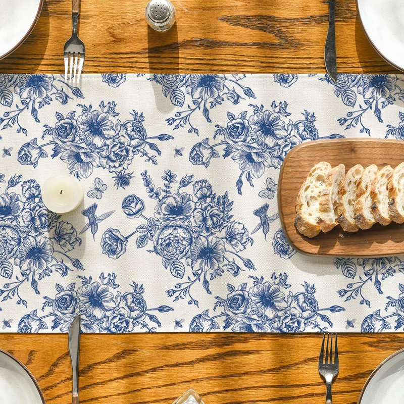 Chemin de table Floral Chinoiserie