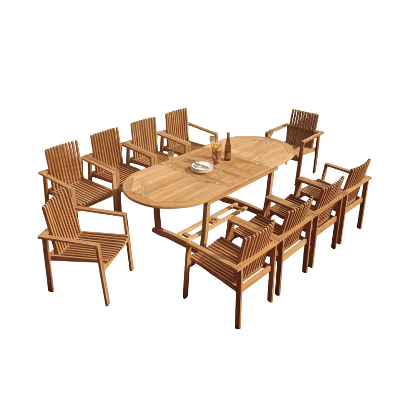 Natural Teak 4-Person Outdoor Dining Set with Square Table
