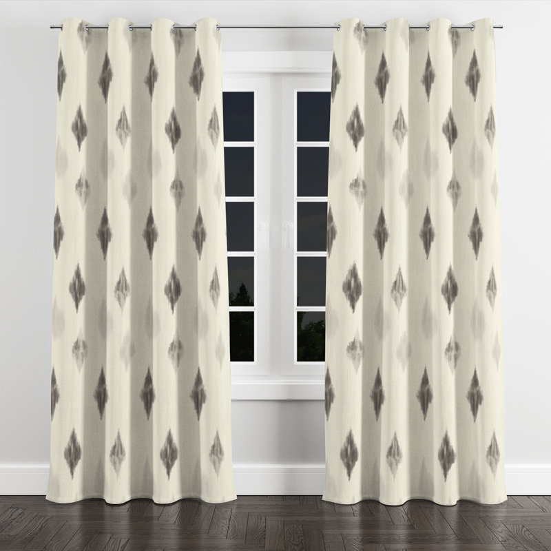 French Country Curtain panels - Transitional Balentin Grommet Curtain - 1 Panel, 52" W x 63" L, Silver Grommets