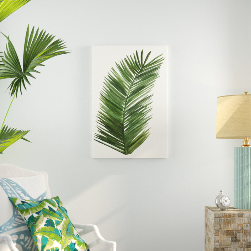 «Tropical Breeze Leaves V», peinture sur toile, H 36 po x l 24 po
