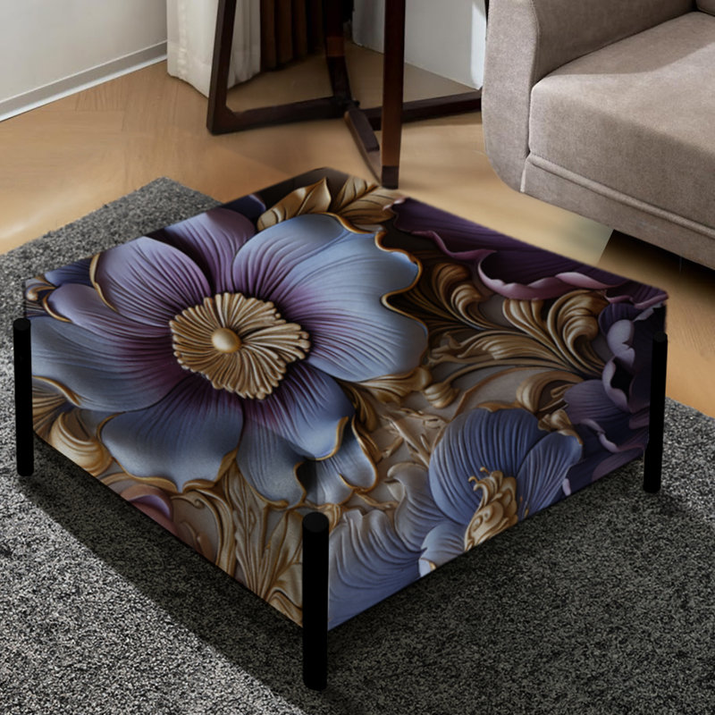 Royal et mauve et royal, opulence royale - grand repose-pieds carré floral