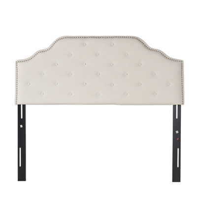 Tête de lit tapissier en tissu pour lit double et grand lit, bouton avec accents de points de diamant à la mode, couture élégante avec garniture cloutée