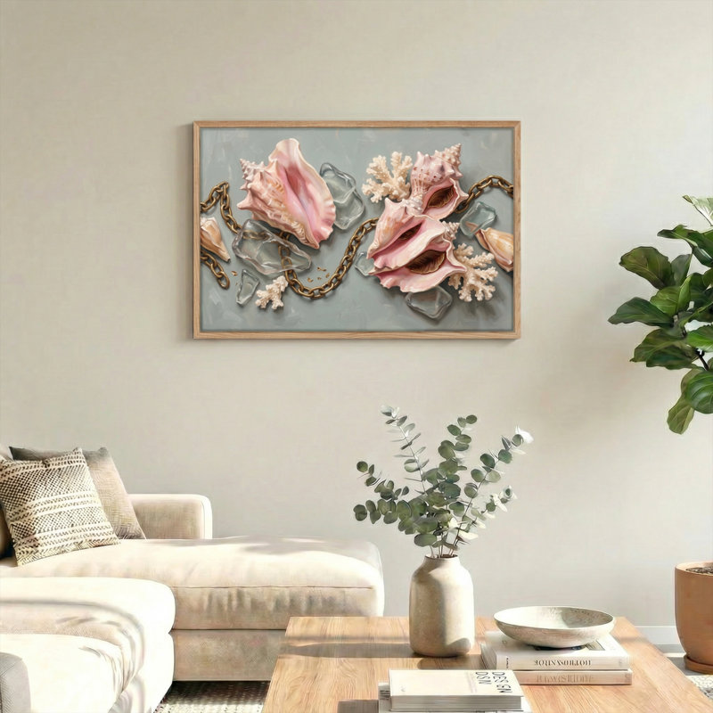 Coquille de corail, reproduction d'art sur toile, ensemble de 1, H 36 po x l 48 po, Natural