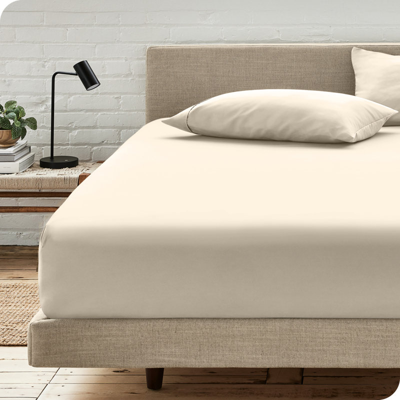 Microfiber Fitted Sheet with Pillowcase Set   , Sand, Split King Fitted Sheet with 2 Pillowcases