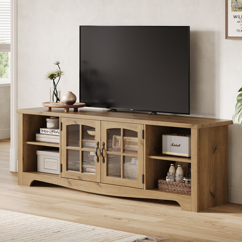 Meuble télé, H 22 po x L 66 po x l 15,7 po, Bois de chêne