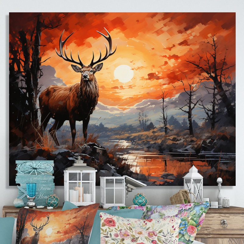 Deer Bold Silhouette - Animals Canvas Prints, H 12 po x l 20 po, Toile tendue