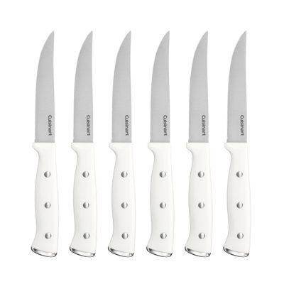 6Pc White Triple Rivet Steak Knife Set