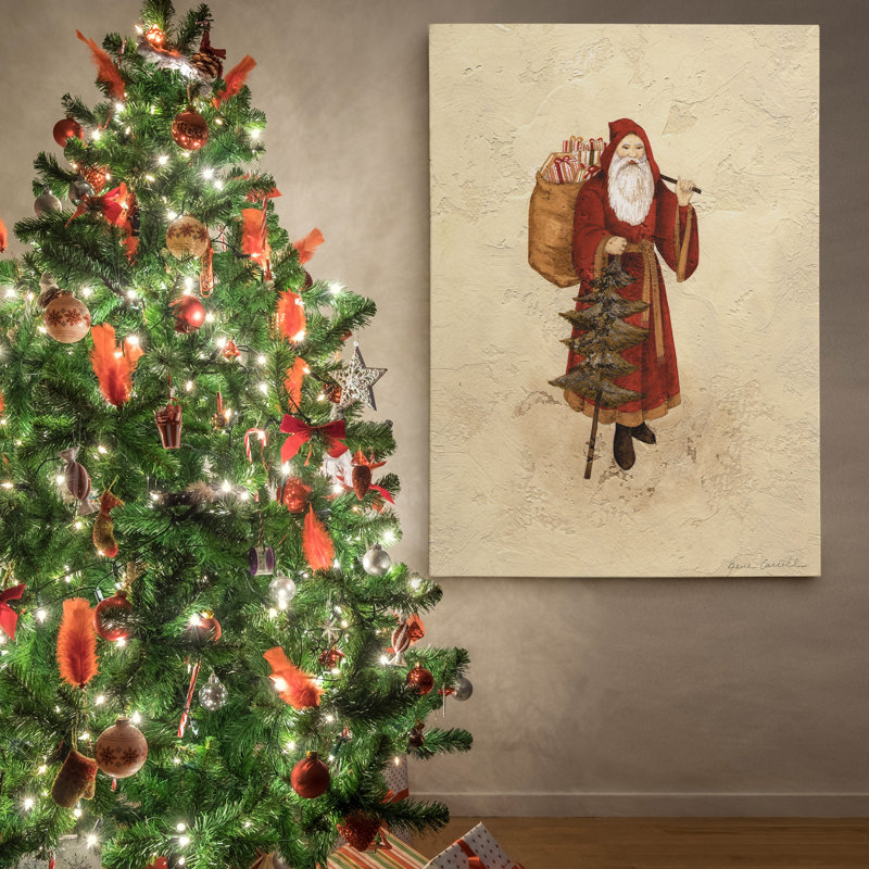 «Vintage Santa» par Jane Carroll - reproduction d'art sur toile tendue, H 12 po x l 18 po x P 1,5 po