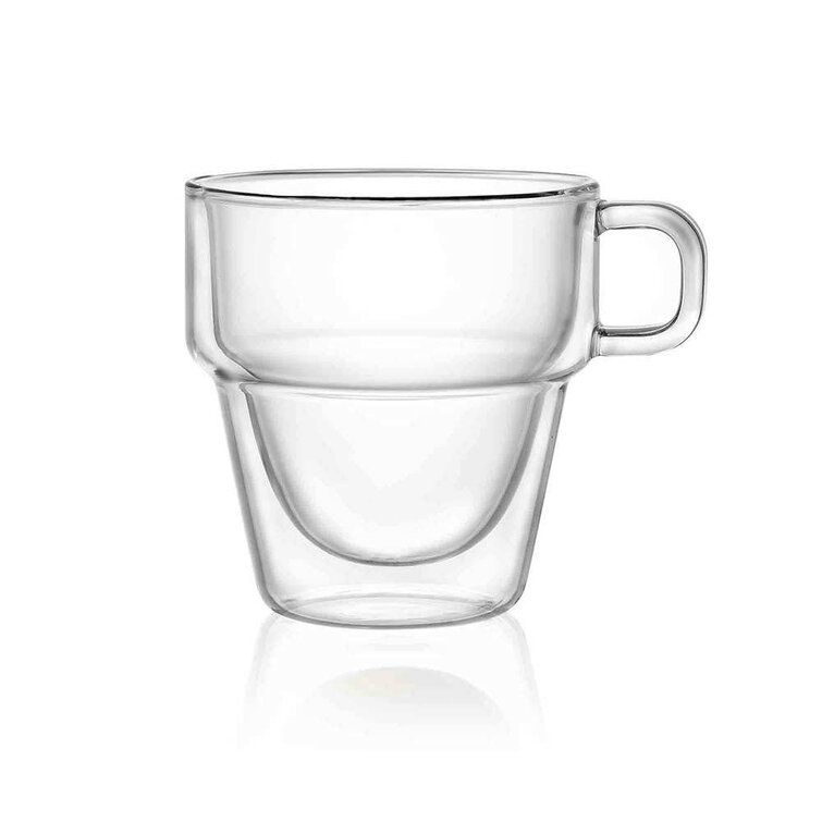 Pila Double Walled Espresso Glass Cups - 3 oz - Set of 2, 3 oz