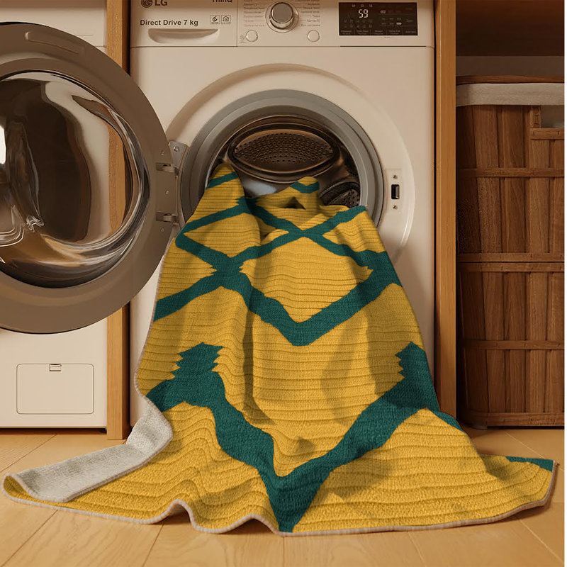 Machine Washable Trellis Brown Area Rug, Square 8'