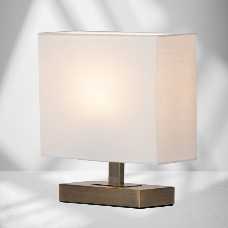 Slimline Metal Rectangle 28cm Bedside Lamp, Ivory