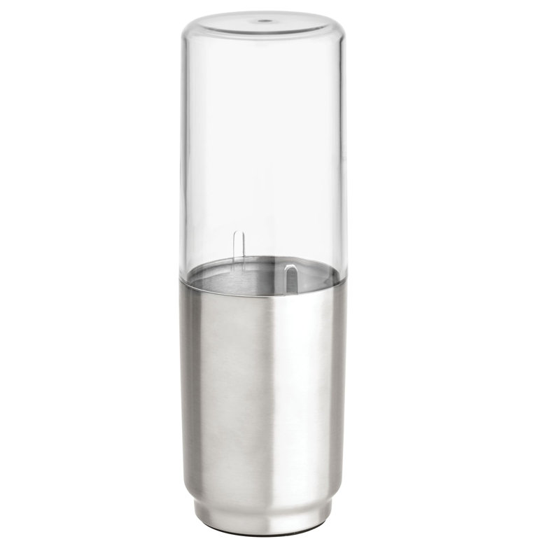 Clear and Brushed Nickel Covered Toothbrush Holder for Kids