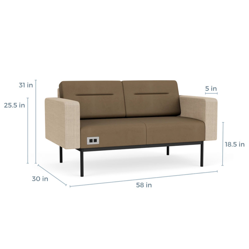 Causeuse de réception Darsey, Avec alimentation, Noir, Patriot Plus taupe; calcaire Chambray