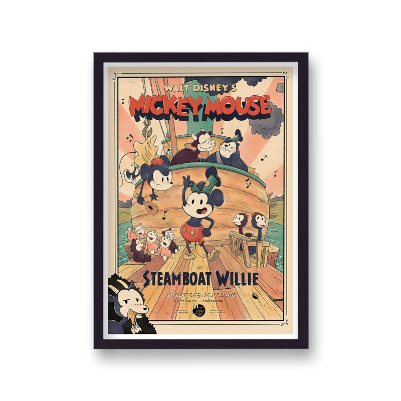 Mickey Mouse Steamboat Willy V1 Reimagined Movie Poster - Single Picture Frame Print