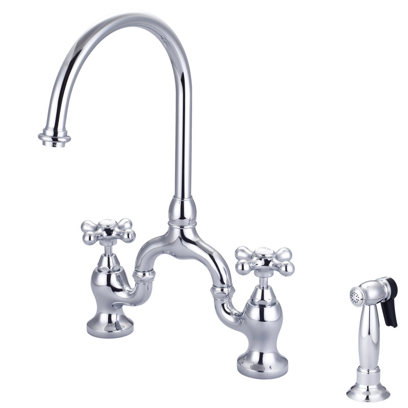 Barclay Banner Kitchen Faucet with Side Spray and Soap Dispenser, Polished Chrome