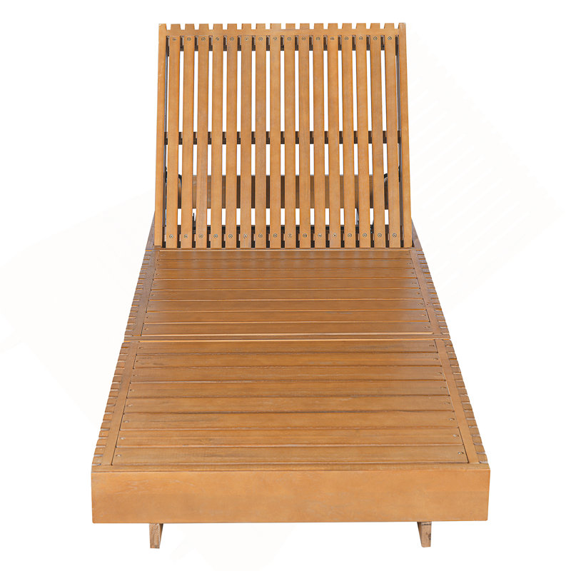 Outdoor Chaise Lounge Chair with 6-Position Adjustable Backrest,Acacia solid wood,Copper Teak Color