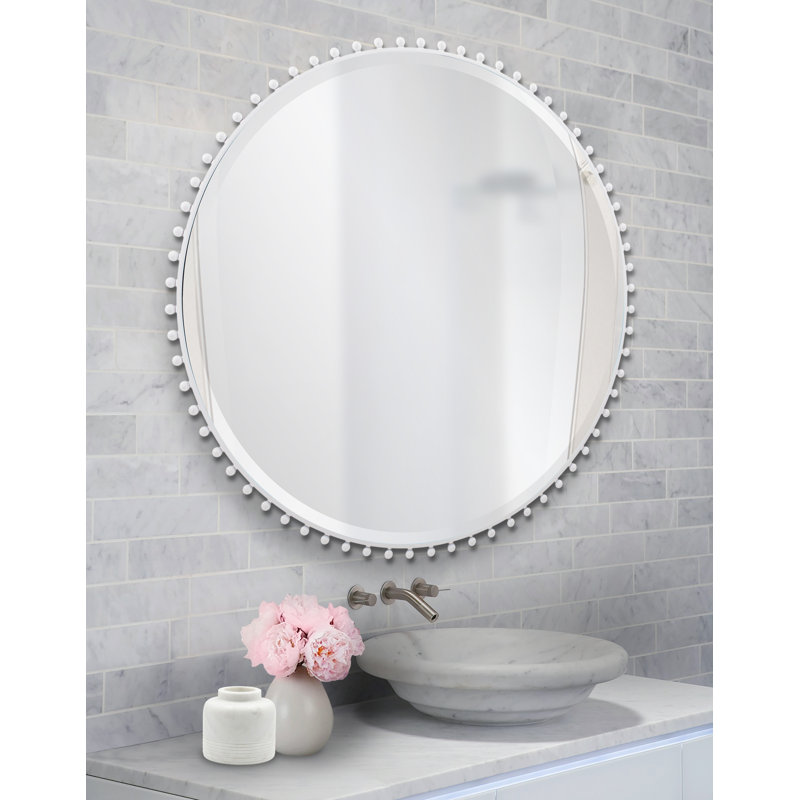 Gurnoor Metal Round Mirror, Matte White