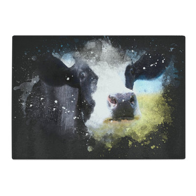 Tempered Glass a Cow in the Meadow Paint Splash Chopping Board