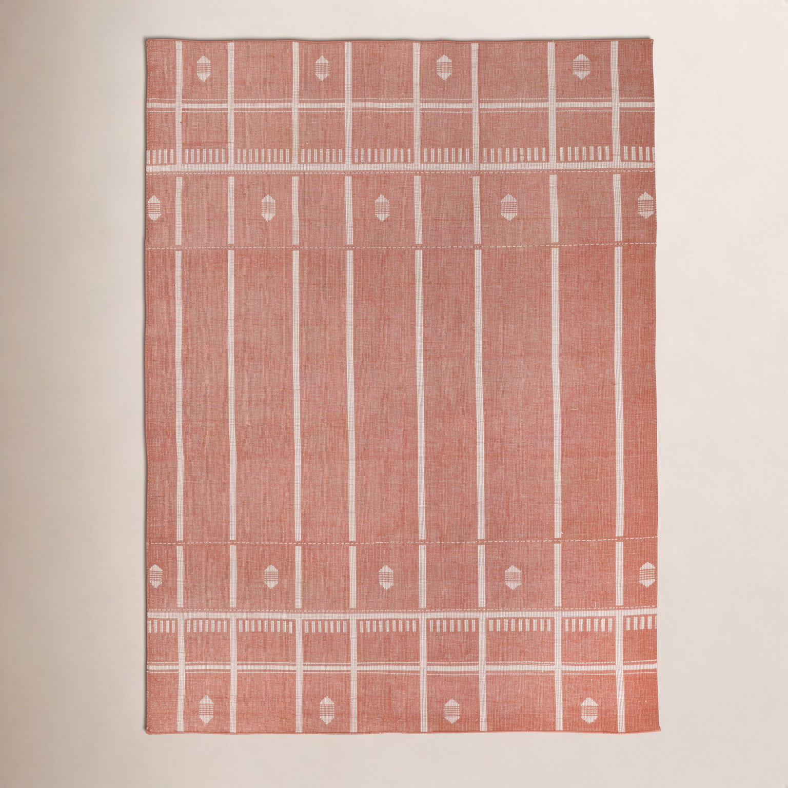 Flatweave Geometric Outdoor Rug, Clay, Rectangle 5' x 7'6"