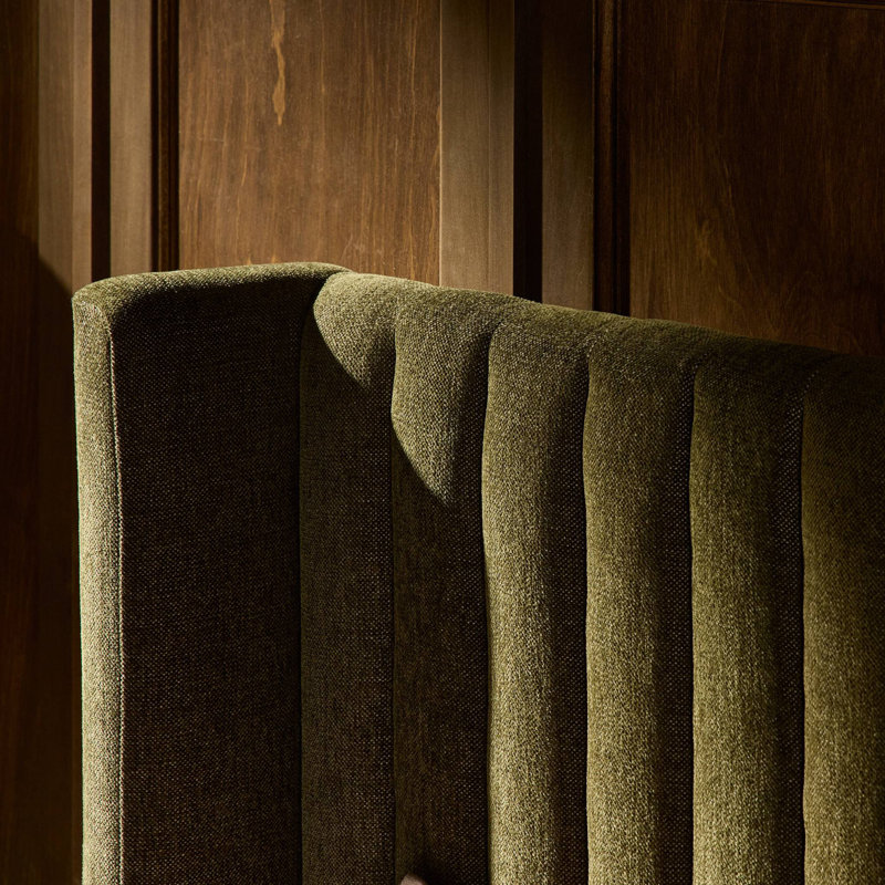 Montgomery Upholstered Wingback Bed, King, Sutton Olive