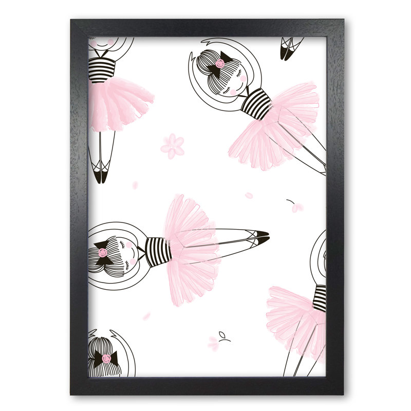 Ballerina Repeat Pattern - Painting, 42 cm H x 30 cm W x 5 cm D, Black Grain Frame