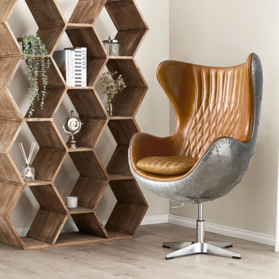 Fauteuil ovale en similicuir inspiré des aviateurs Dena