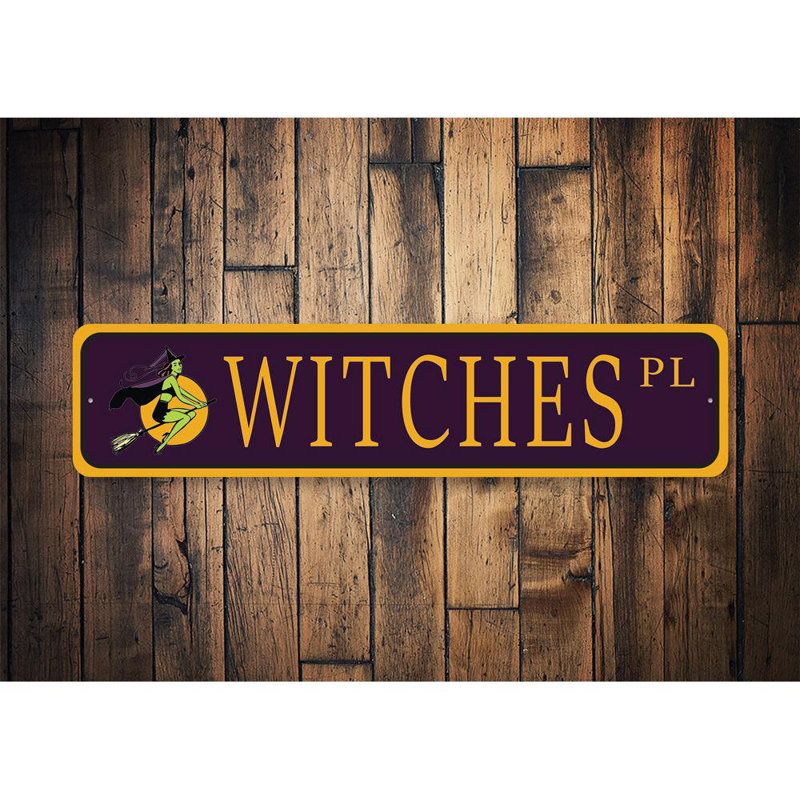 Plaque en aluminium Witch Street, H 6 po x l 24 po x P 0,06 po