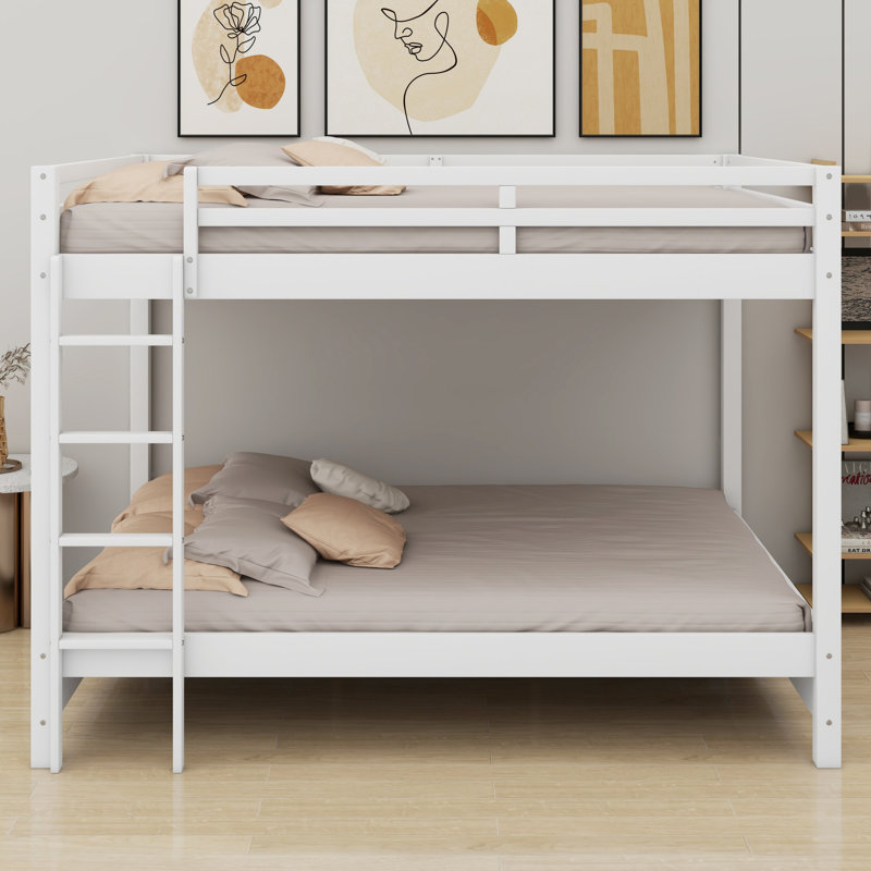 Lit superposé en bois avec échelle, Blanc