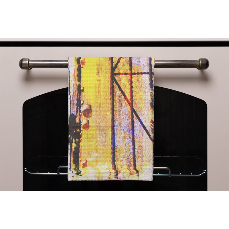 Cotton Stripe Tea Towel Kitchen Towel, Brown/Yellow