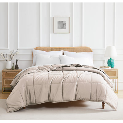 Southshore Fine Linens Vilano Down Alternative Comforter, 240 GSM Double-Brushed Microfiber Oversized All-Season Comforter with Box Stitching, Piped Edges and Corner Tabs, King/California King, Bone