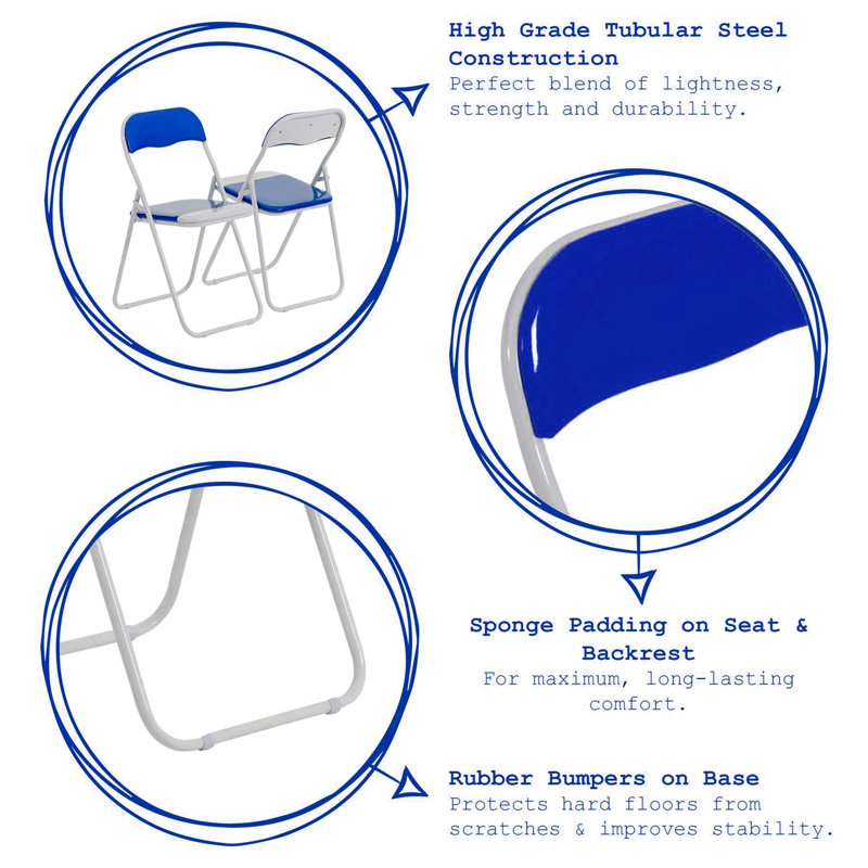 Metal Frame Foldable Desk Chair, Blue
