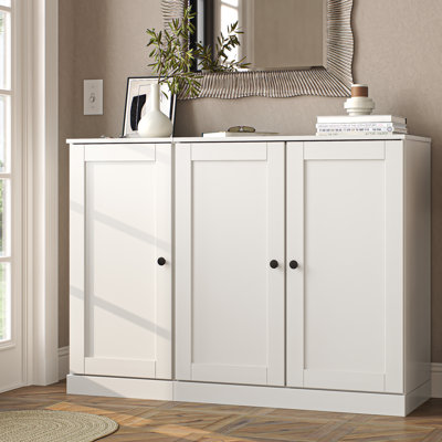 Armoire à chaussures 100% en bois massif avec portes Shaker, tablettes réglables, rangement modulaire pour vestibule, l 48,5 po x H 35,75 po