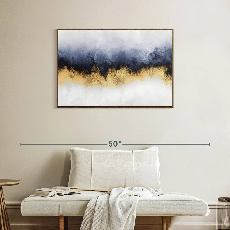 Ciel I, 37 po x 25 po, Cadre flottant noyer
